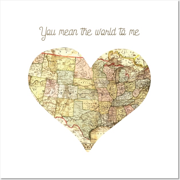 You Mean the World to Me Romantic Love Saying for Valentines or Anniversary Wall Art by mschubbybunny